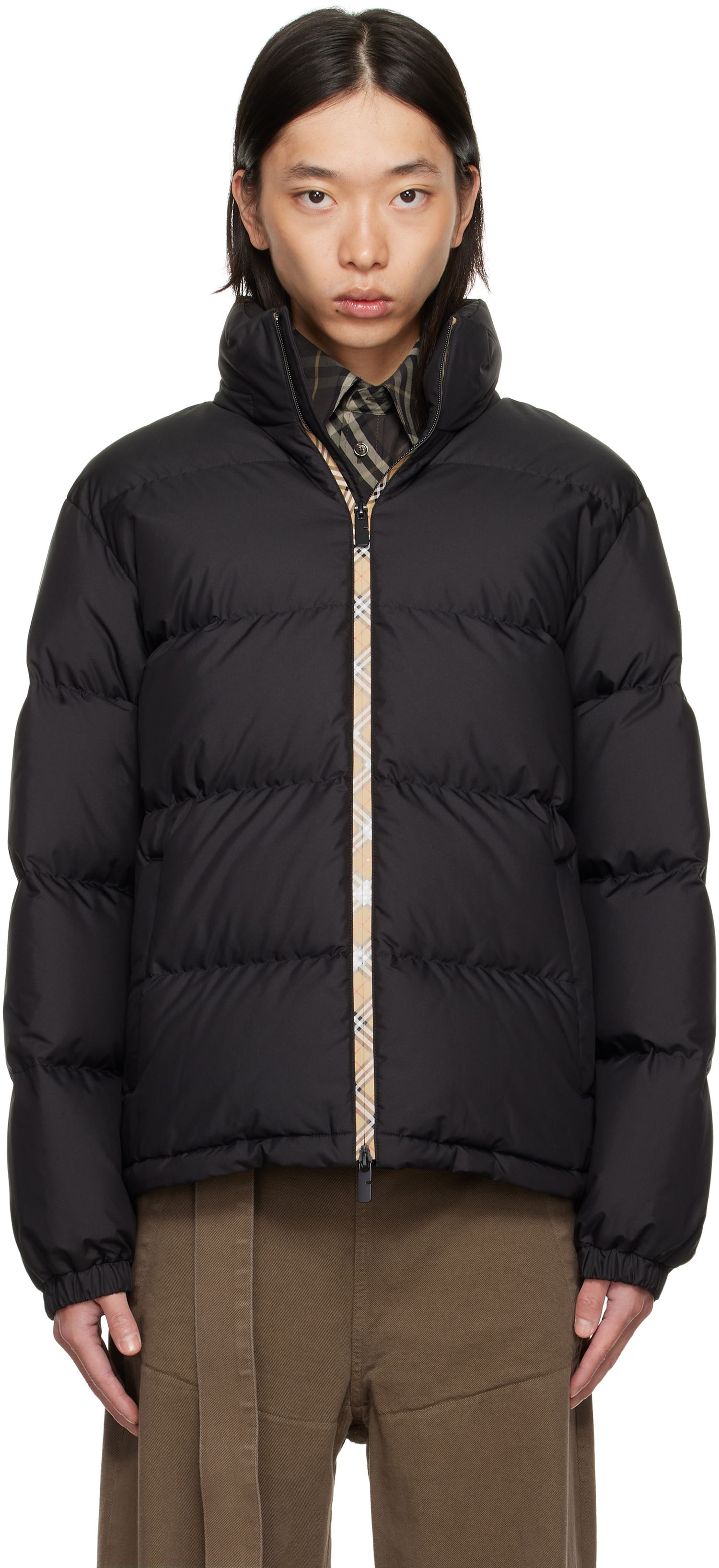 Пухо яке Burberry Burberry Snowdon Checker-Tape Down Jacket Черно | 8113810, 0