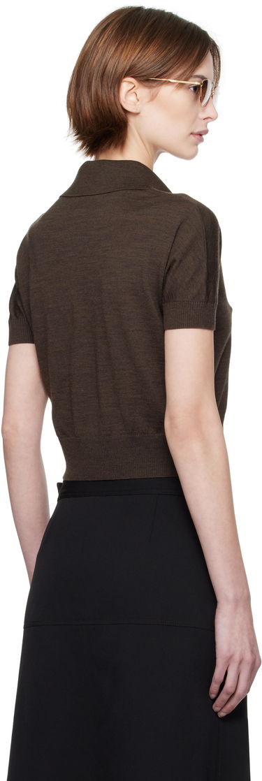 Поло тениска Khaite Khaite Morgane Cropped Knit Polo Кафяво | 9747511, 2