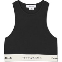 Потник Sporty & Rich Serif Logo Ribbed Cropped Tank Top Черно | LCAW233BK-BLK, 1