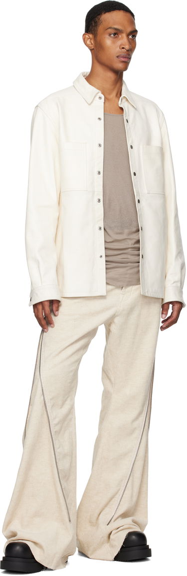 Яке Rick Owens Rick Owens Concordians Leather Overshirt Бяло | RU02E1744 LBH, 3