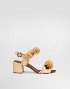 Dolce & Gabbana Embroidered Raffia Fringe Sandals
