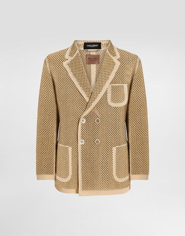 Яке Dolce & Gabbana Dolce & Gabbana Double-breasted Raffia Mesh Jacket Бежово | G2UL1TGJ208S9000, 0