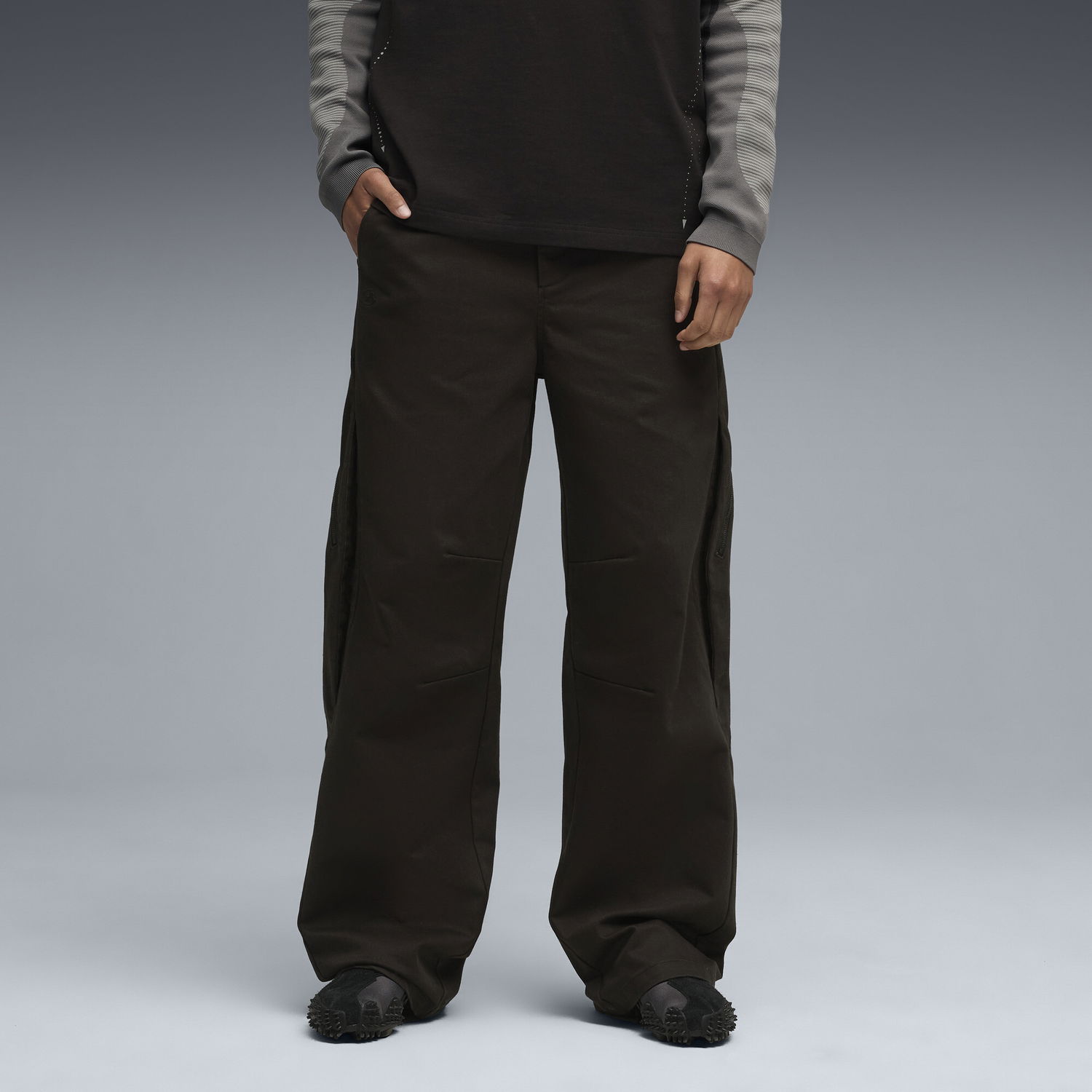 Панталони Puma PUMA x SAN SAN GEAR Wide-Leg Trousers with Knee Panels and Side Zippers Кафяво | 632551_01, 0