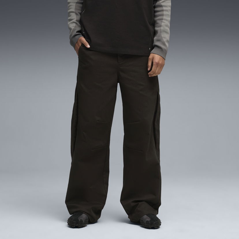 Панталони Puma PUMA x SAN SAN GEAR Wide-Leg Trousers with Knee Panels and Side Zippers Кафяво | 632551_01