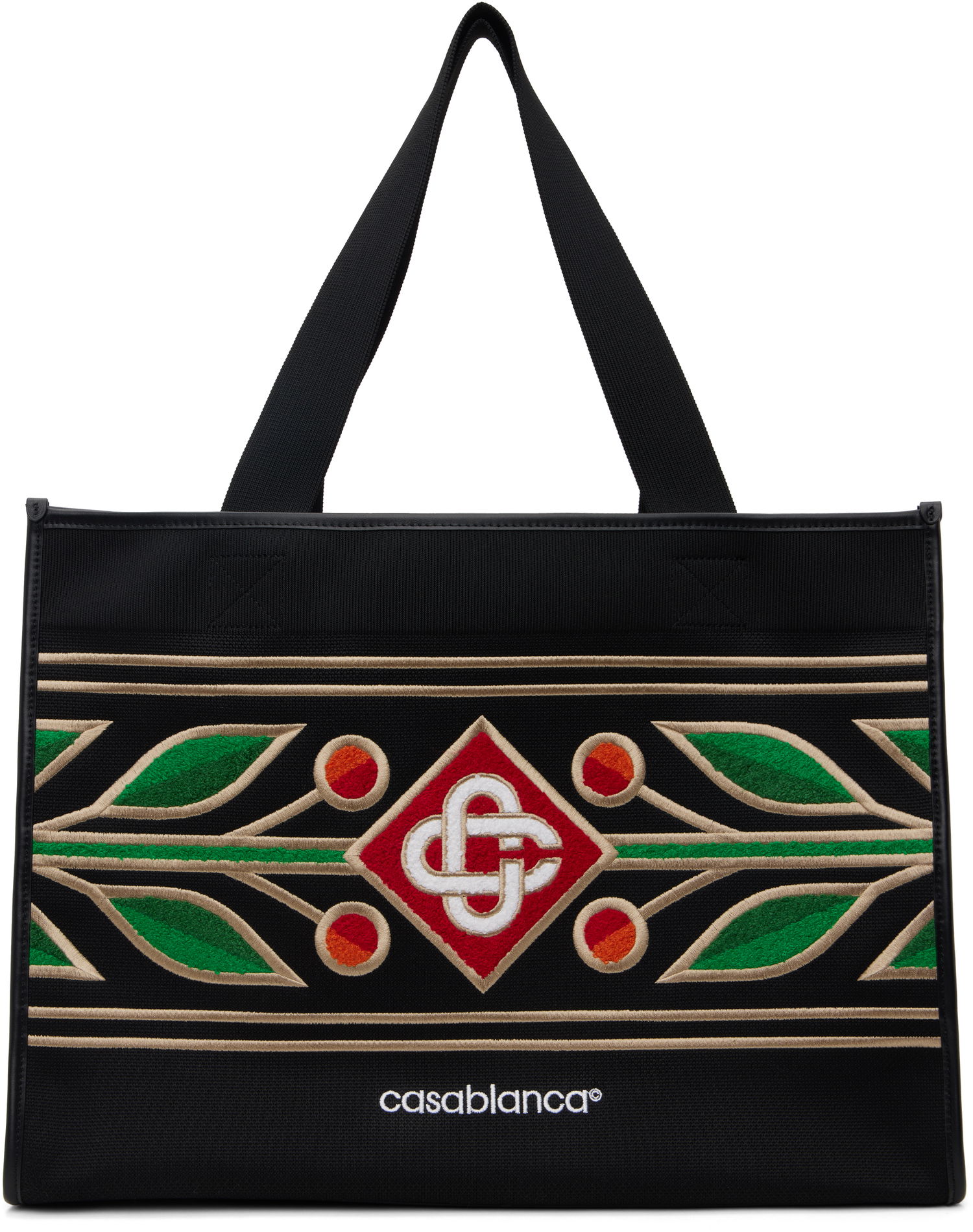 Голяма пазарска чанта Casablanca Knit Shopper Tote Bag Черно | AF24-BAG-106-01, 0