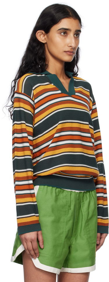 Пуловер Bode Bode Parakeet Stripe Long Sleeve Polo Многоцветен | MRS25KT022, 4