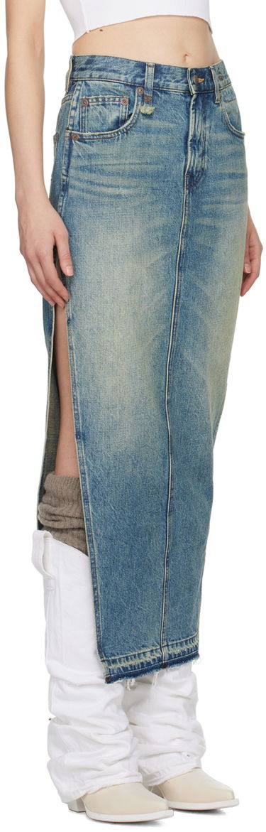 Пола R13 R13 Denim Maxi Skirt with Side Slits Синьо | R13WD102-D173A, 1
