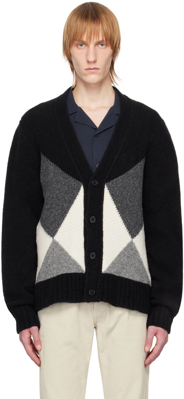 Intarsia-Knit Wool Cardigan