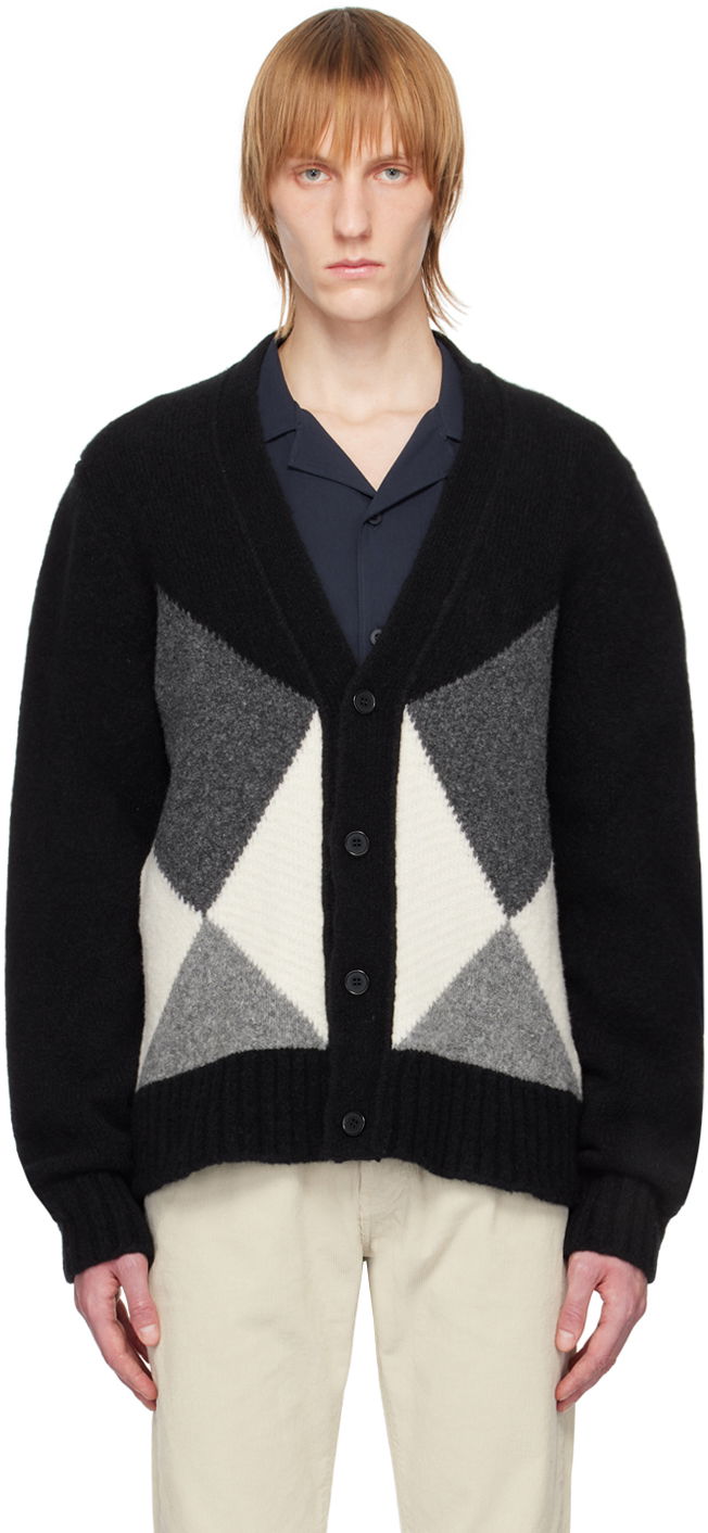 Пуловер Officine Générale Intarsia-Knit Wool Cardigan Черно | S23MKNT302PRE