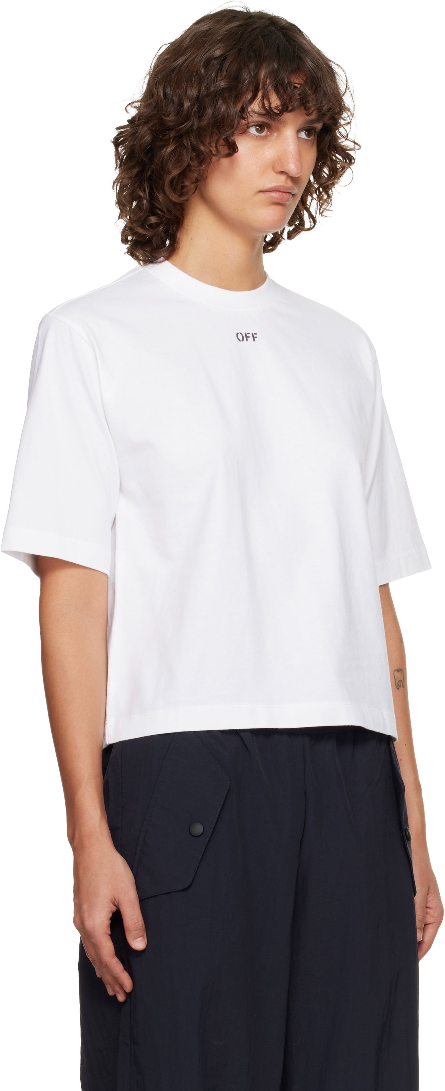 Тениска Off-White Embroidered Flowers Arrow Boxy T-shirt Бяло | OWAA124F25JER0010110, 1
