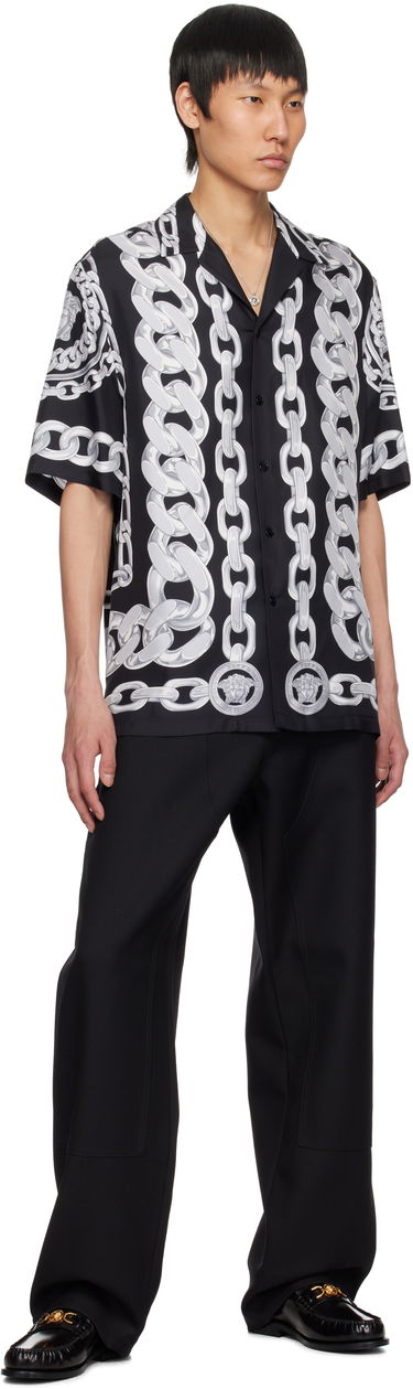 Риза Versace Versace Medusa Chains Silk Shirt Черно | 1003926_1A13397, 3