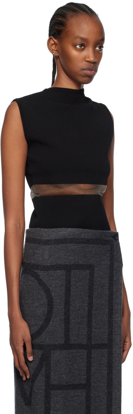 Pокля TOTEME TOTEME High-Neck Mesh-Paneled Top Черно | 241-WRT1068-YA0028, 1