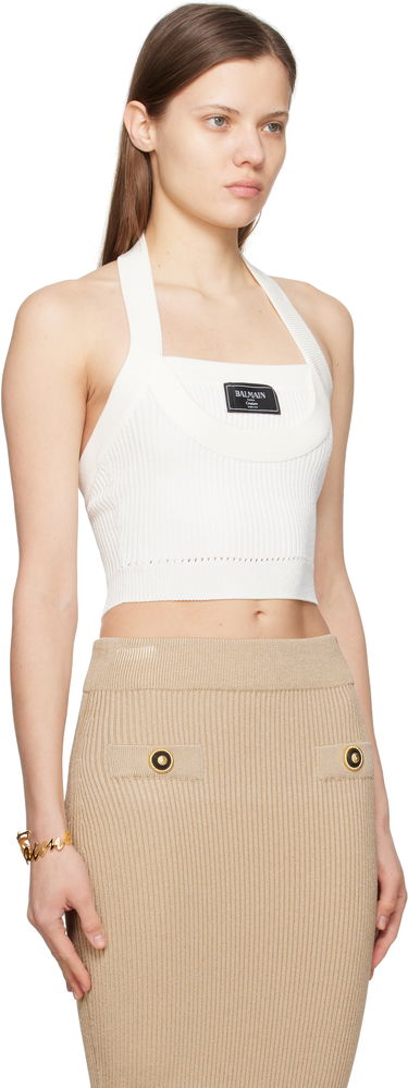 Пола Balmain Balmain Ribbed Knit Halter Top Бежово | EF1AA380KI10, 1