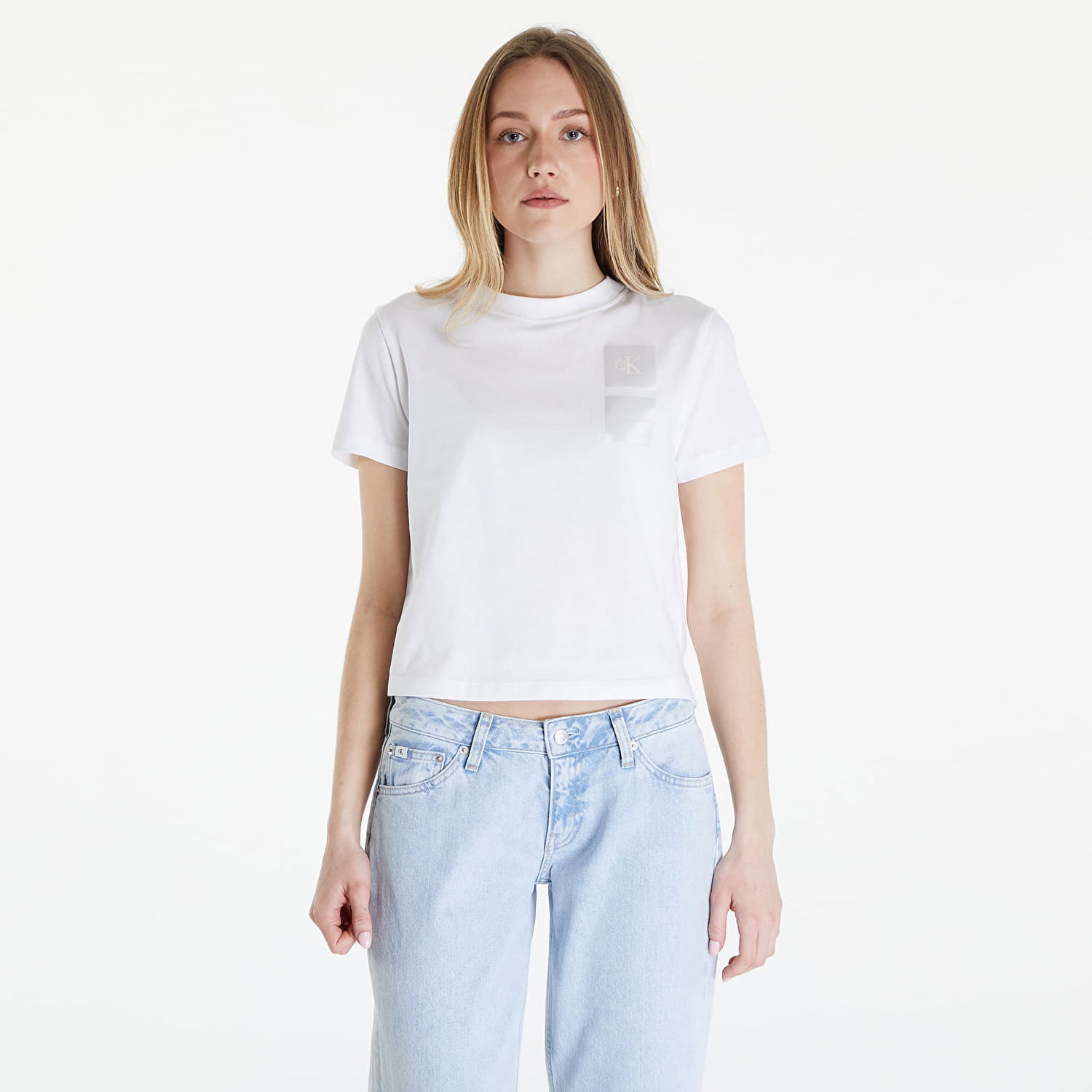 Тениска CALVIN KLEIN Jeans Satin Boxes Baby Tee White Бяло | J20J223700 YAF, 0