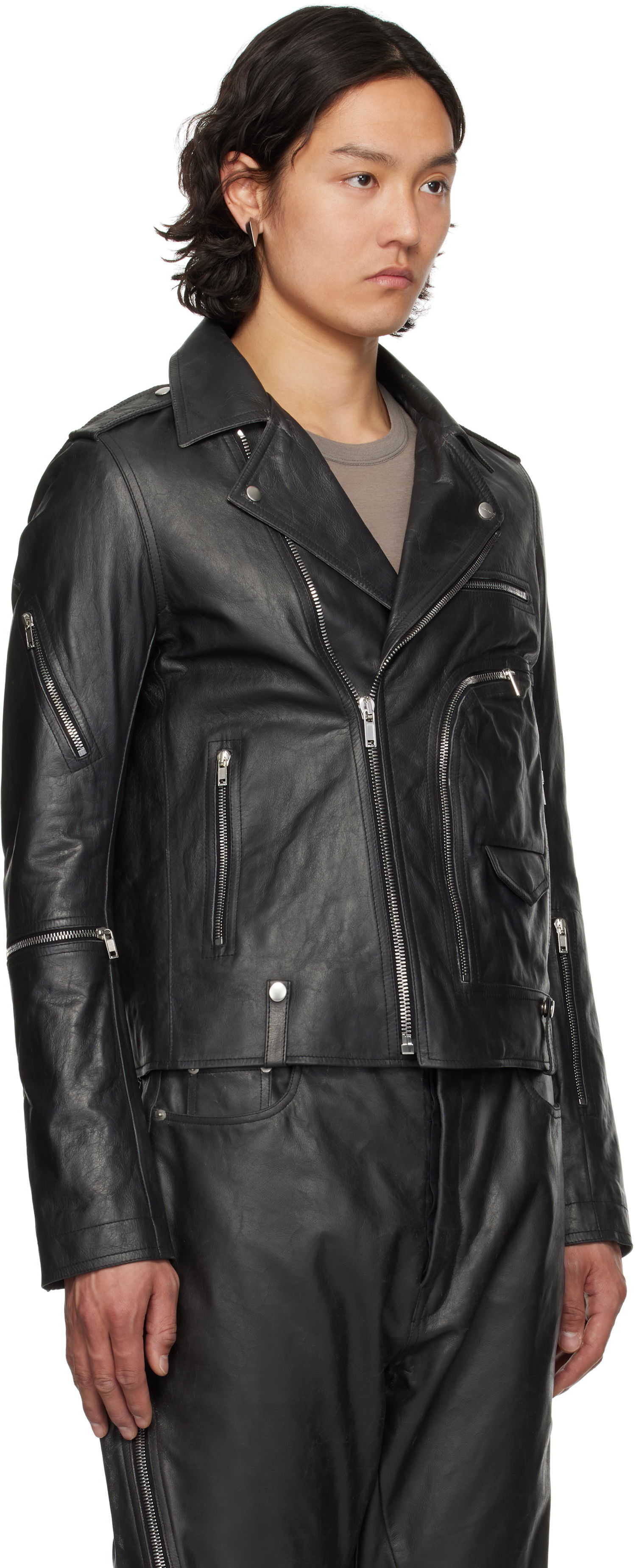 Яке Rick Owens Rick Owens Hollywood Bauhaus Stooges Leather Jacket Черно | RU01E5765 LTP, 1