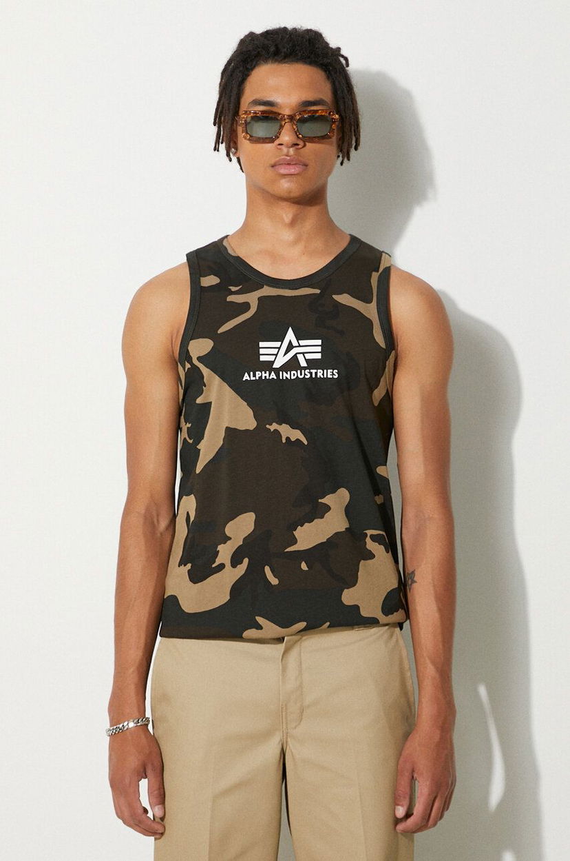 Потник Alpha Industries Tank Top With Print Зелено | 126566C.408