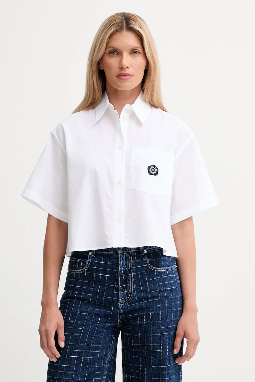 Риза KENZO Kenzo Relaxed Cropped Shirt Бяло | FF62CH2469LH