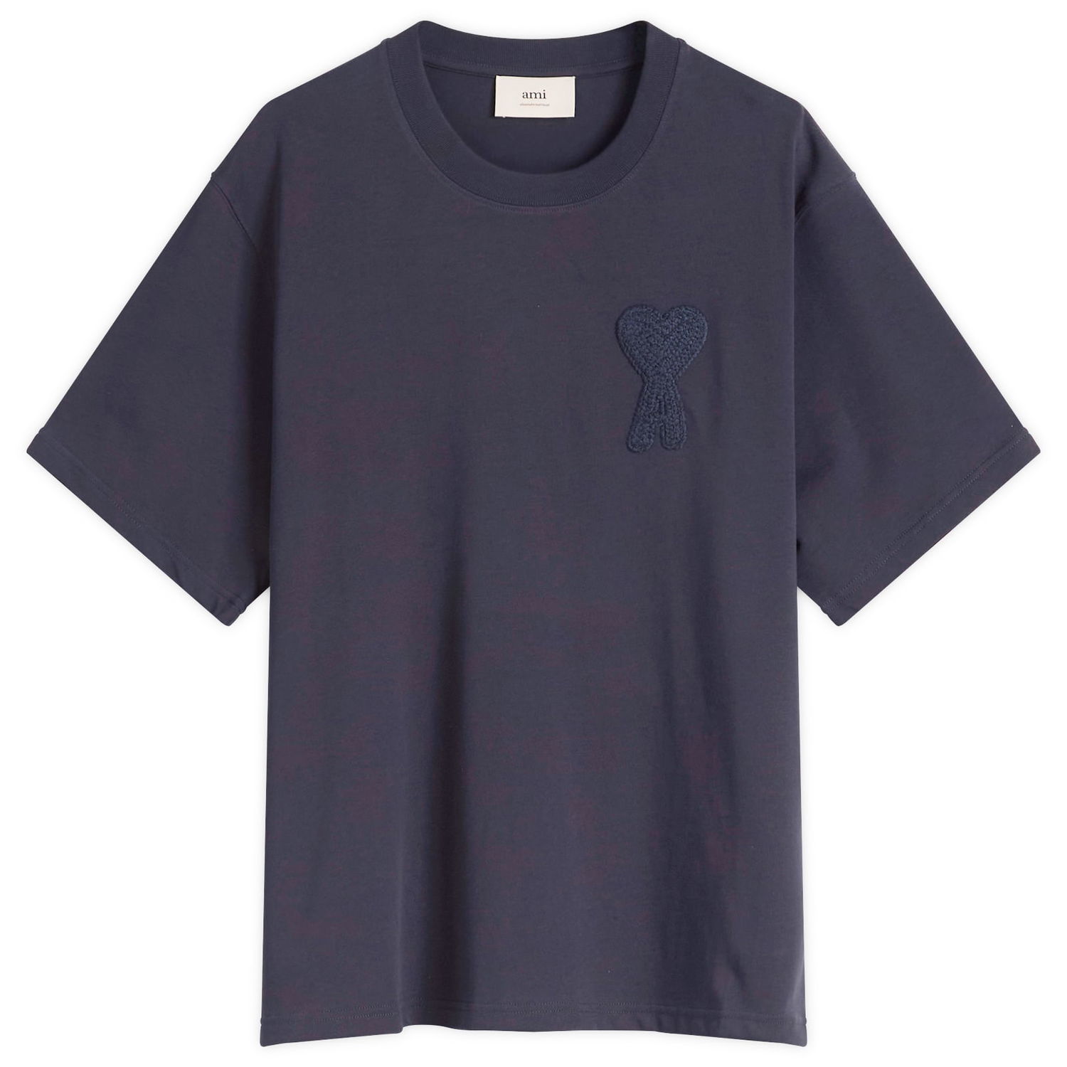 Тениска AMI AMI Paris Men's Woven Logo T-Shirt, Size Large Тъмно синьо | HTS055-726-4011, 1