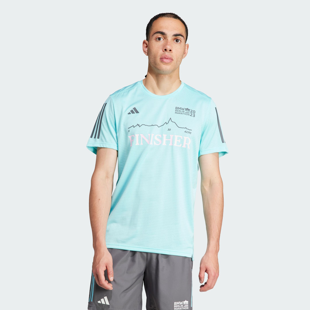 Тениска adidas Originals BMW BERLIN-MARATHON 2023 Finisher Event Тюркоазено | IS2388, 1
