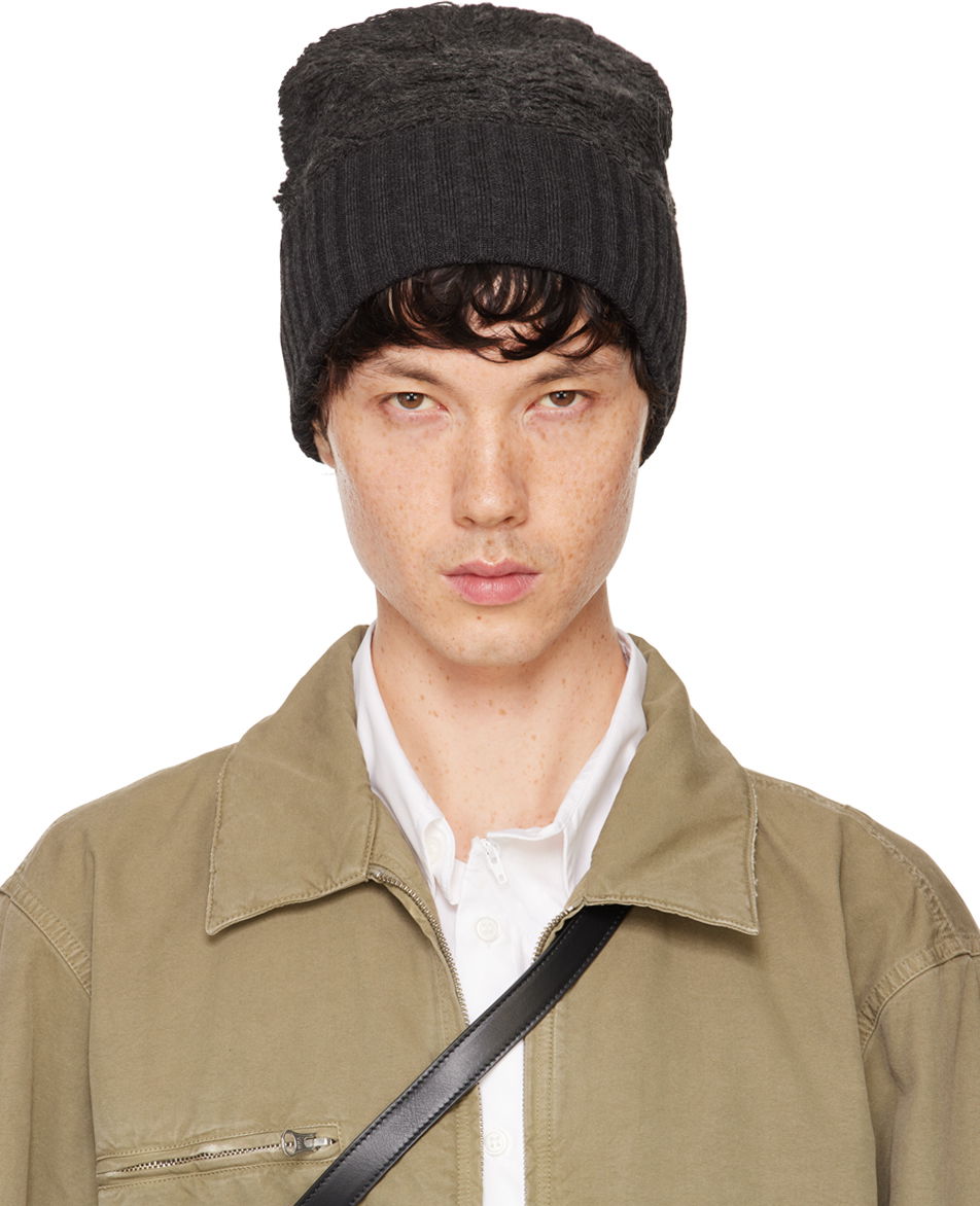 Шапка Maison Margiela MM6 Gray Acrylic & Virgin Wool Beanie Черно | S52TB0005 M13045, 0