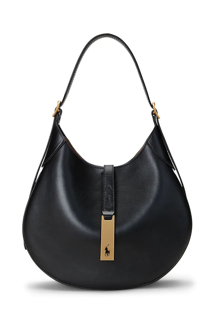 Дамска чанта Polo by Ralph Lauren Leather Hobo Bag Черно | 428944017, 0