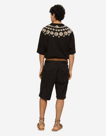 Карго панталони Dolce & Gabbana Stretch Cotton Cargo Shorts With Brand Plate Черно | GV5IHTFUFJRN0000, 2