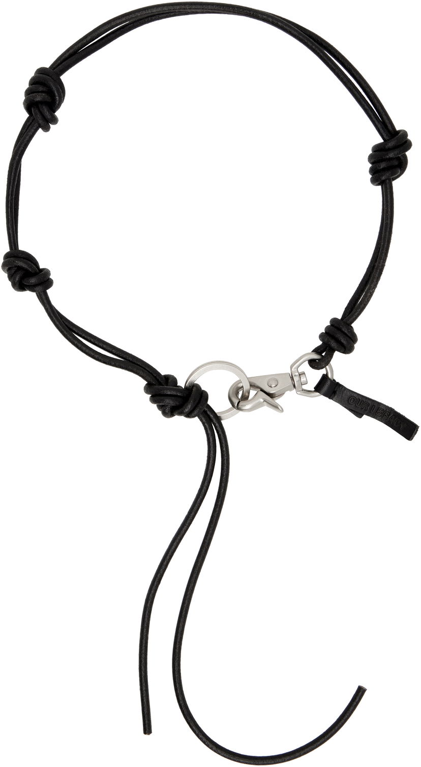 Колие OUR LEGACY OUR LEGACY Ladon Knotted Cord Necklace with Carabiner Clasp Черно | A4258UB