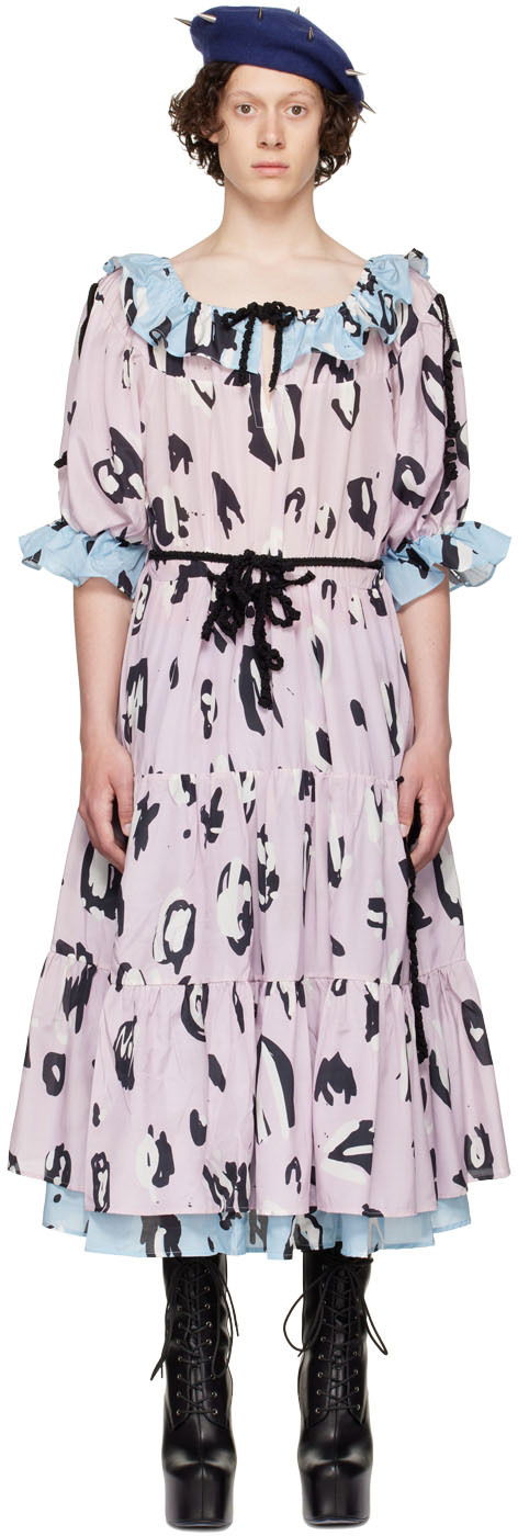 Pокля Charles Jeffrey Loverboy Silk Maxi Dress With Ruffle Trim Розово | CJLSS22SD