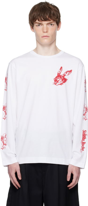 Тениска Simone Rocha Simone Rocha Tortoise & Hare Graphic Long Sleeve T-Shirt Бяло | 5194P51-M 0569, 0