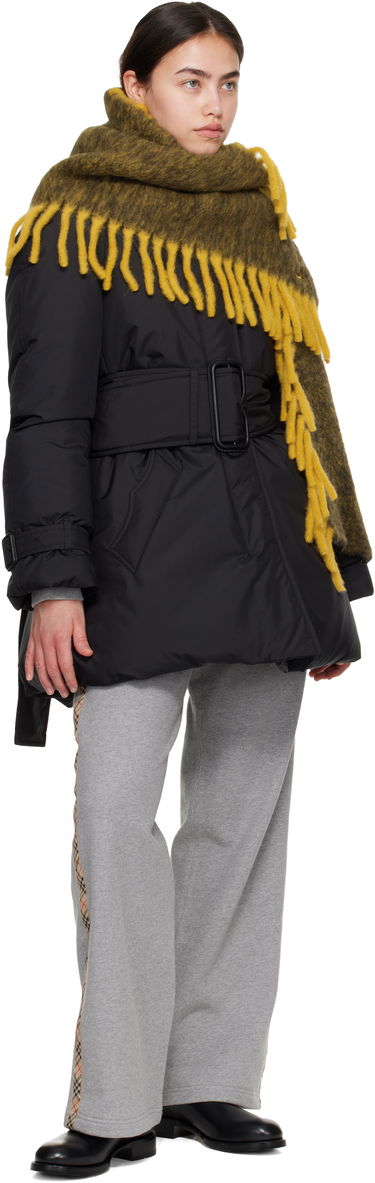 Шал Burberry Alpaca Wool Blend Fringed Happy Scarf Кафяво | 8118734, 1