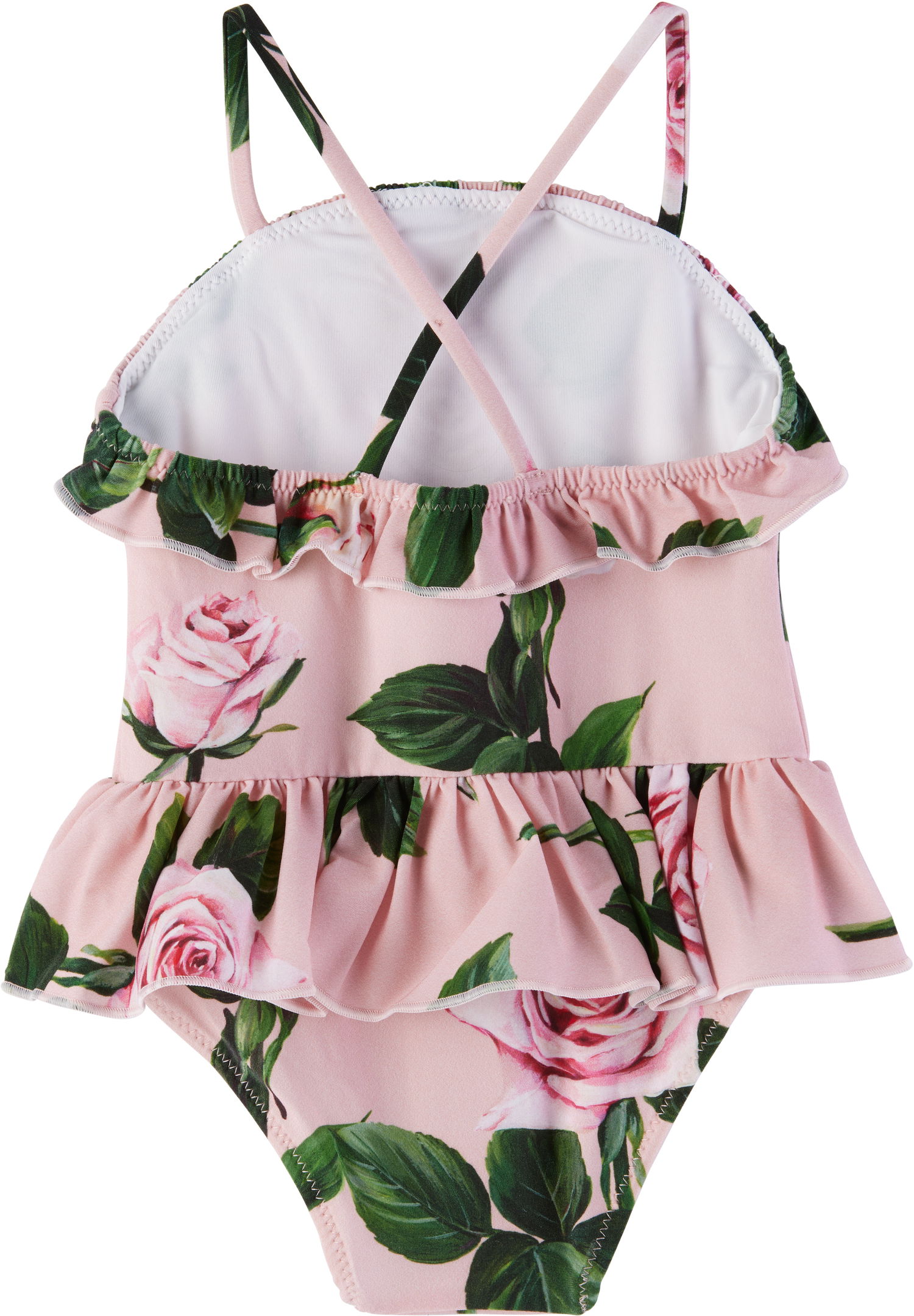 Бански Dolce & Gabbana Dolce&Gabbana Rose-Print Swimsuit with Ruffles Розово | L2J861 ON04Q, 1