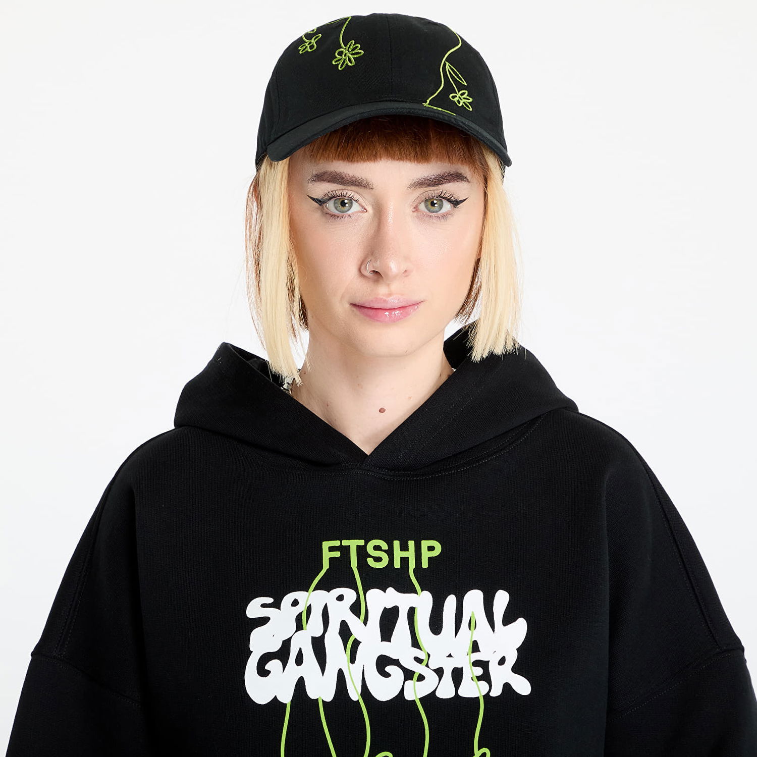 Шапка с козирка Footshop Black Baseball Cap with Flower Embroidery Черно | FTSHP_397, 1
