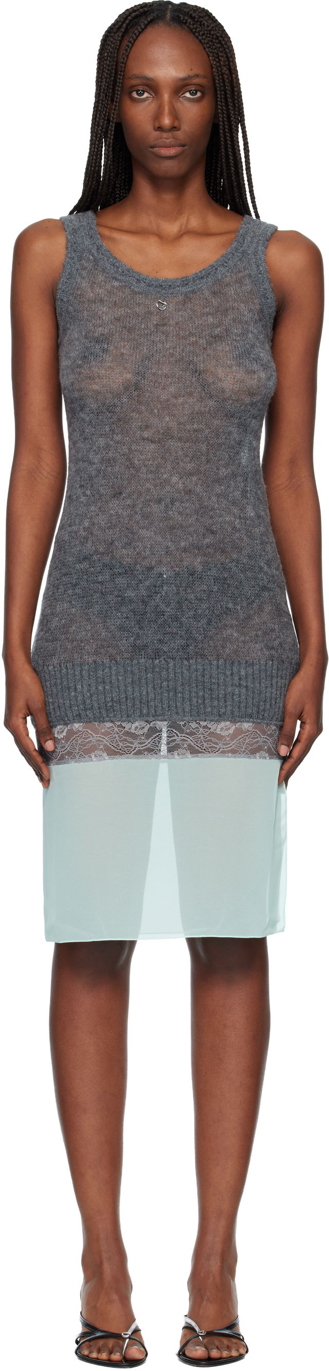 Multi-Layer Knit Slip Midi Dress