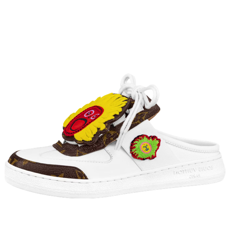 Кецове и обувки Louis Vuitton Kusama Mules with Logo and Monogram Бяло | 1ABD7C