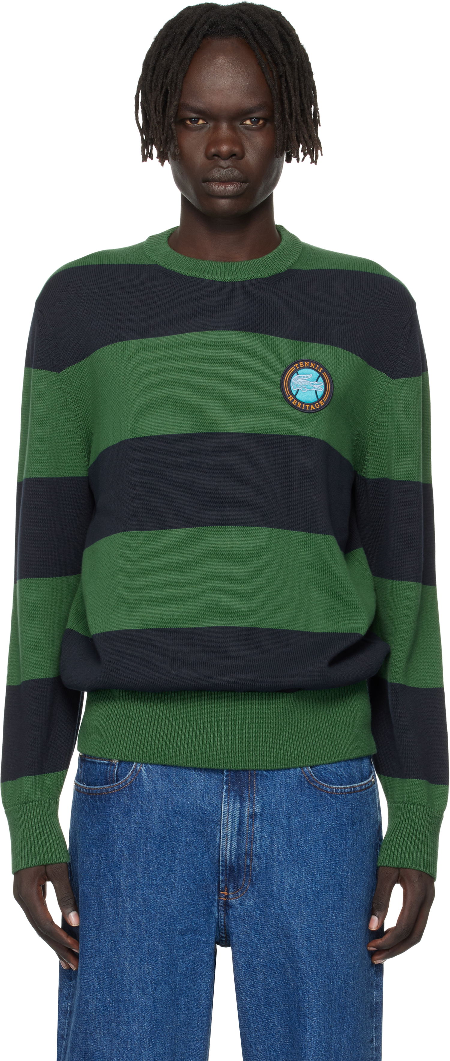 Пуловер Lacoste Lacoste Striped Cotton Jersey Sweater Зелено | AH5179_C5C, 0