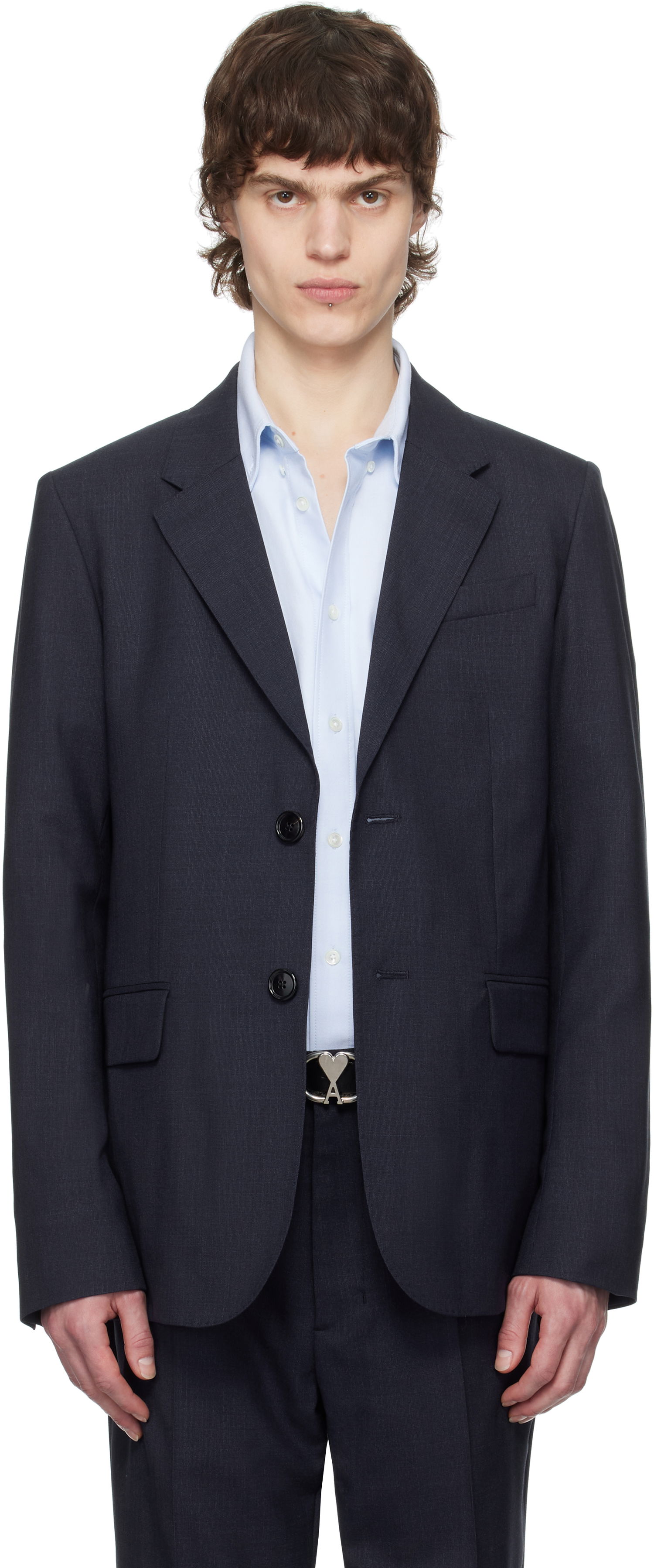 Панталони AMI AMI Paris Two Buttons Wool Blazer Тъмно синьо | HBV008.WV0043, 0