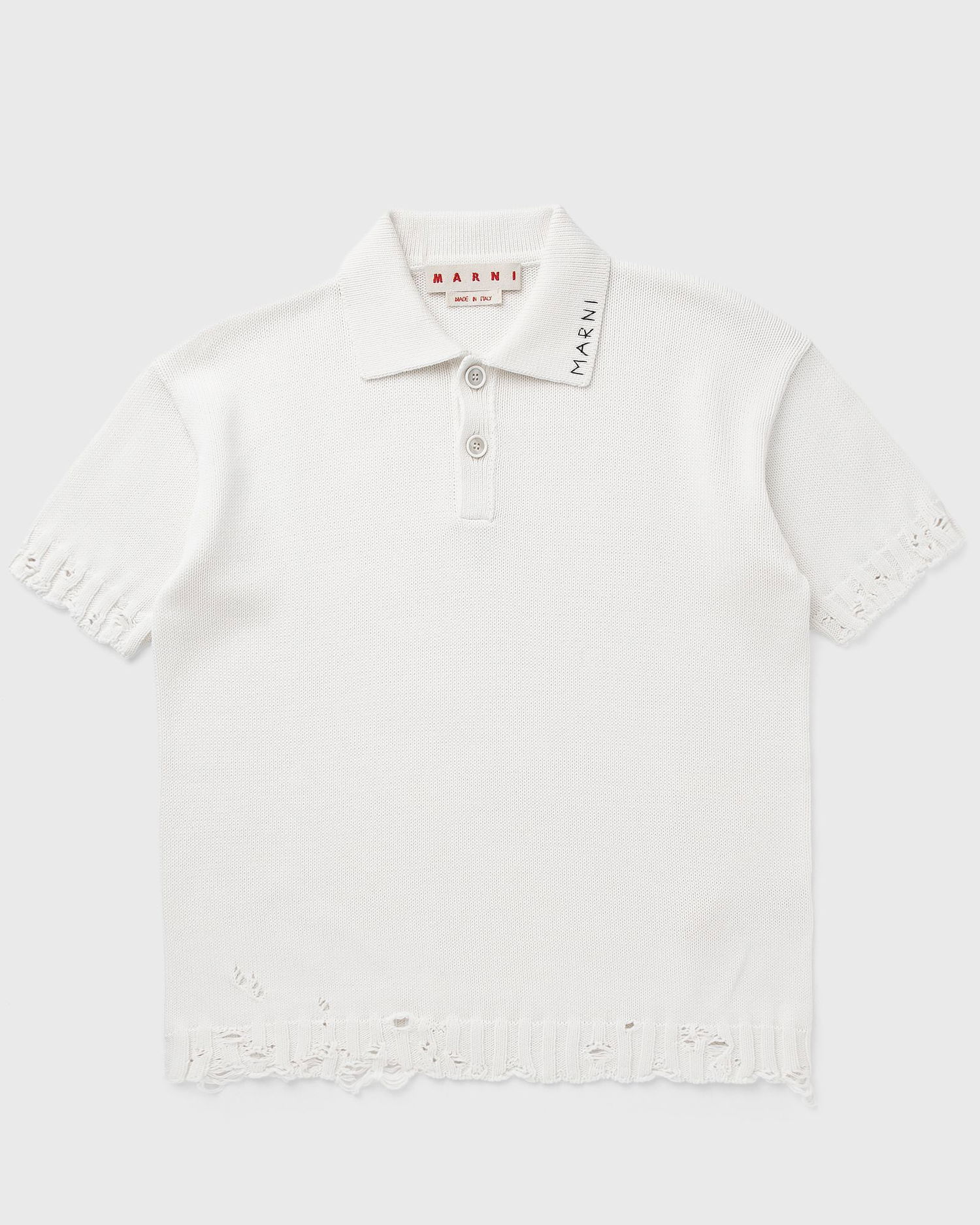 Поло тениска Marni Marni Distressed Knit Polo Shirt Бяло | POMG0071Q0-00W01, 0