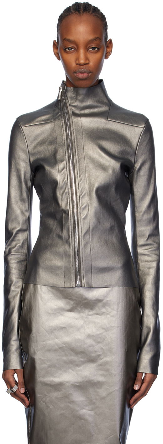 Яке бомбър Rick Owens Leather Jacket Сиво | RP01D2701 LSM, 0