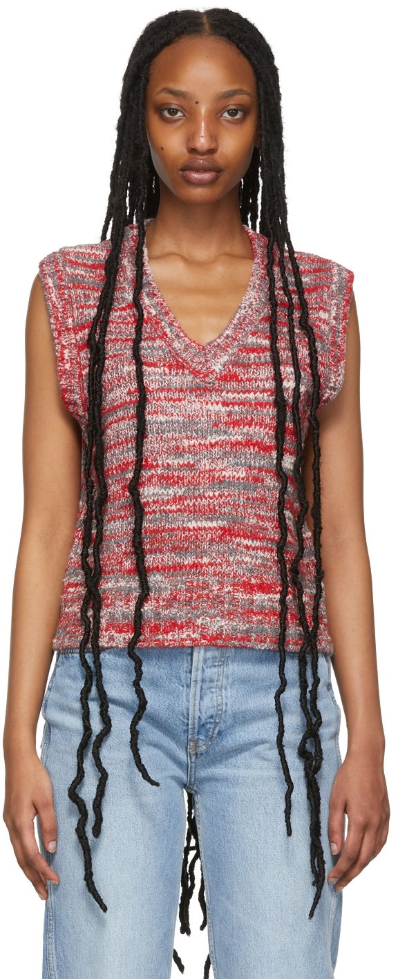 Пуловер RE/DONE Striped Sweater Vest Червено | 569-10W6SWTV, 0