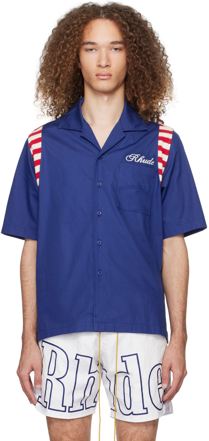 Риза Rhude 'American Spirit' Shirt Тъмно синьо | RHPS24SR01320302