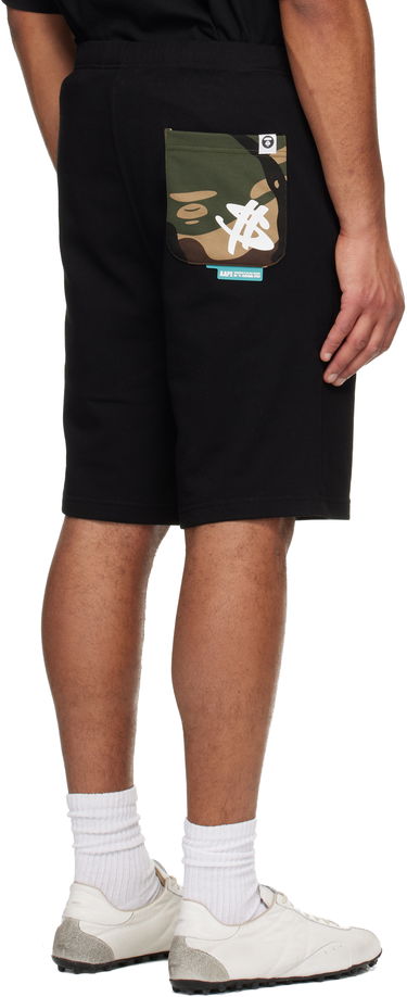 Къси панталони AAPE by A Bathing Ape Moonface Logo Sweat Shorts Черно | AAPSPMC604XXNBKX, 2