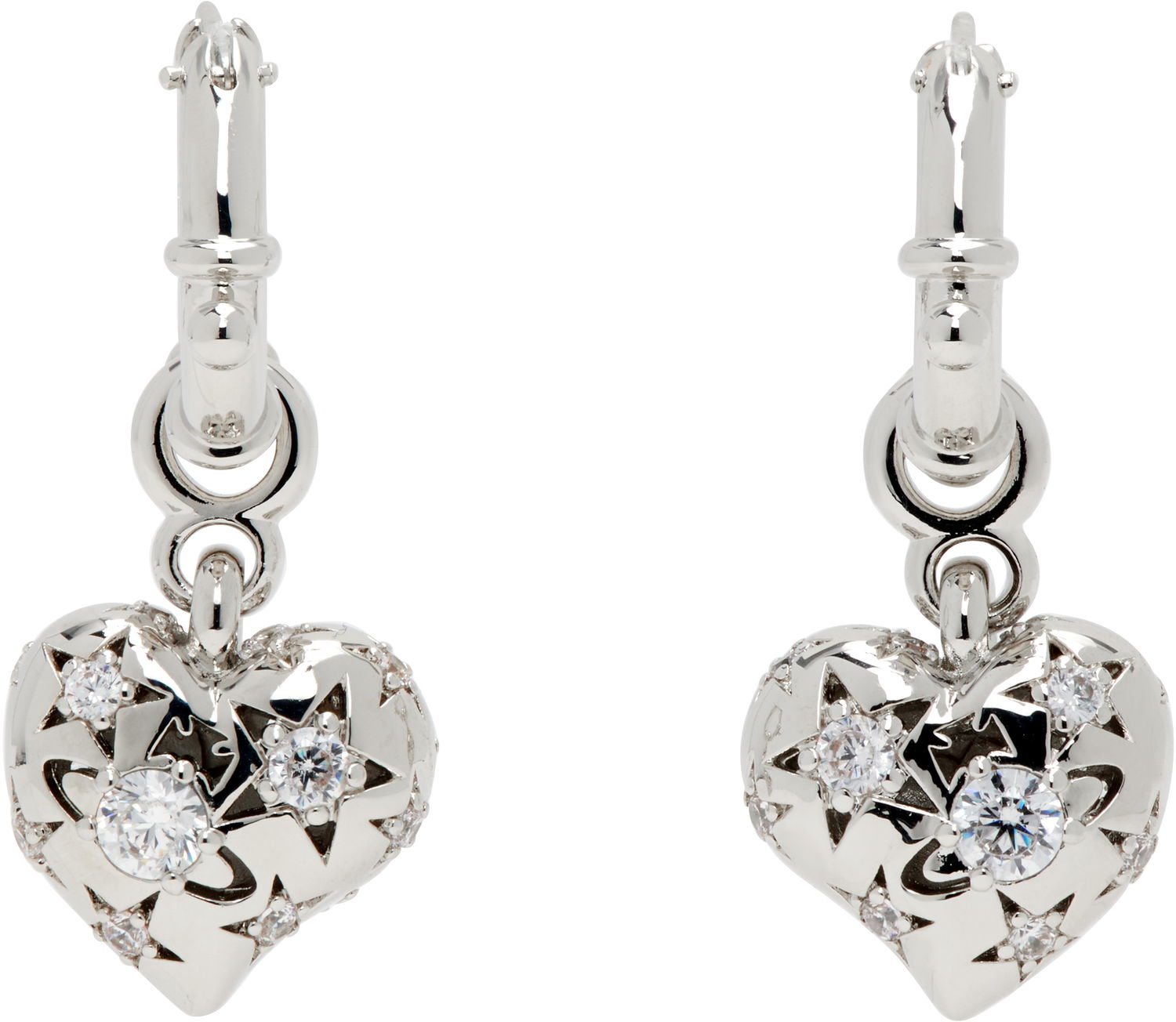 Обеци Vivienne Westwood Lee Heart Drop Earrings with Crystals Металик | 6202017F-02P102-, 0