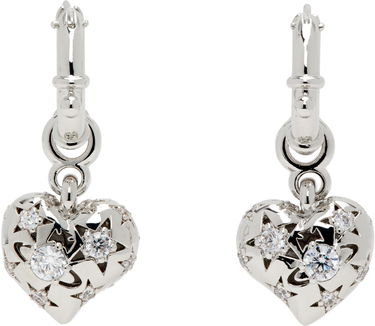 Обеци Vivienne Westwood Lee Heart Drop Earrings with Crystals Металик | 6202017F-02P102-, 0