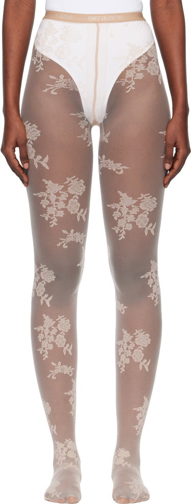 Чорапи Valentino Sheer Floral Lace Lycra Tights Бежово | 7B0KI04Y9LV, 0
