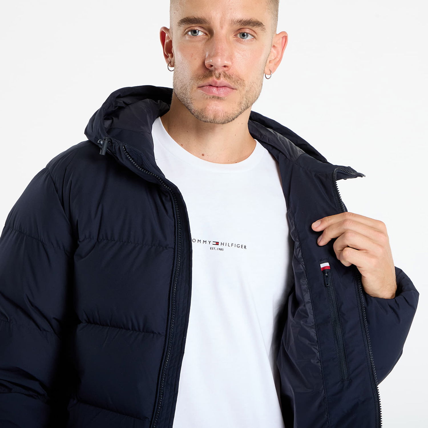 Пухо яке Tommy Hilfiger Tommy Hilfiger Water Repellent Down Hooded Puffer Jacket Тъмно синьо | MW0MW40616 DW5, 1