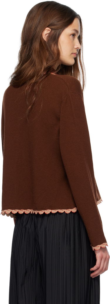 Пуловер Bode Bode Rookie Embroidered Scalloped Cardigan Кафяво | WRS25KT021, 2