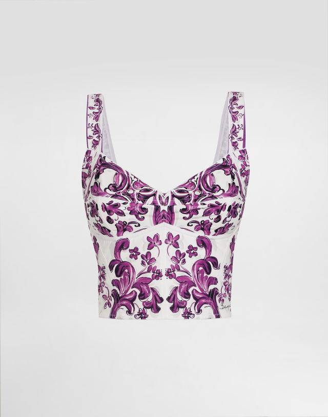 Dolce & Gabbana Majolica Print Poplin Bustier