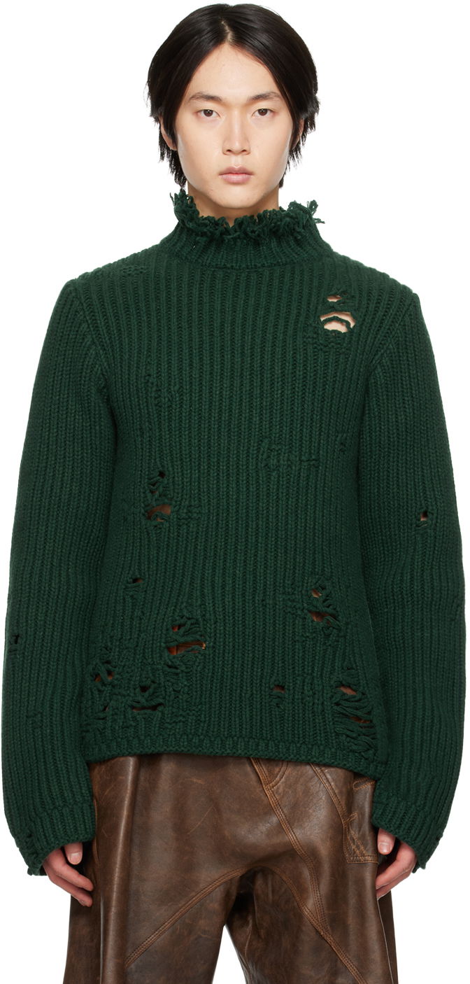 Пуловер JW Anderson Green Distressed Turtleneck Зелено | KW0792-YN0248, 0
