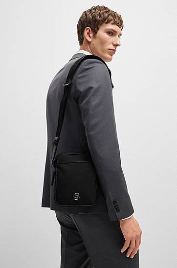 Чанта през рамо BOSS BOSS Twill Reporter Bag with Double B Monogram Черно | 50523462, 1