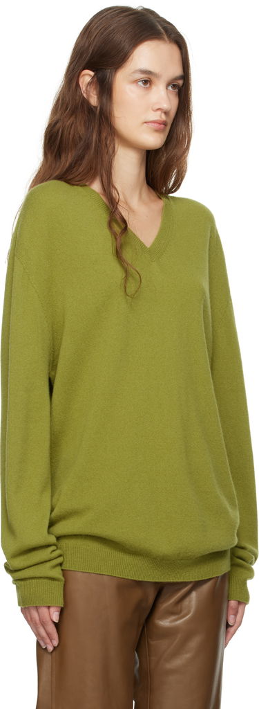 Пуловер The Row Isaora V-Neck Knit Sweater Зелено | 8568-Y556, 1